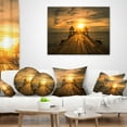 thumbnail image 3 of Designart Huge Wooden Bridge to Illuminated Sky - Pier Seascape Throw Pillow - 18x18, 3 of 4