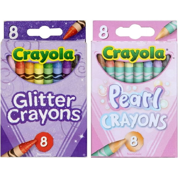 Glitter and Pearl Crayons, 8 count each