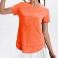 thumbnail image 5 of Dwellite Womens Workout Tops Short Sleeve Shirts Casual Trendy Crew Neck Basic T Shirt for Hiking Running Saffron L, 5 of 9