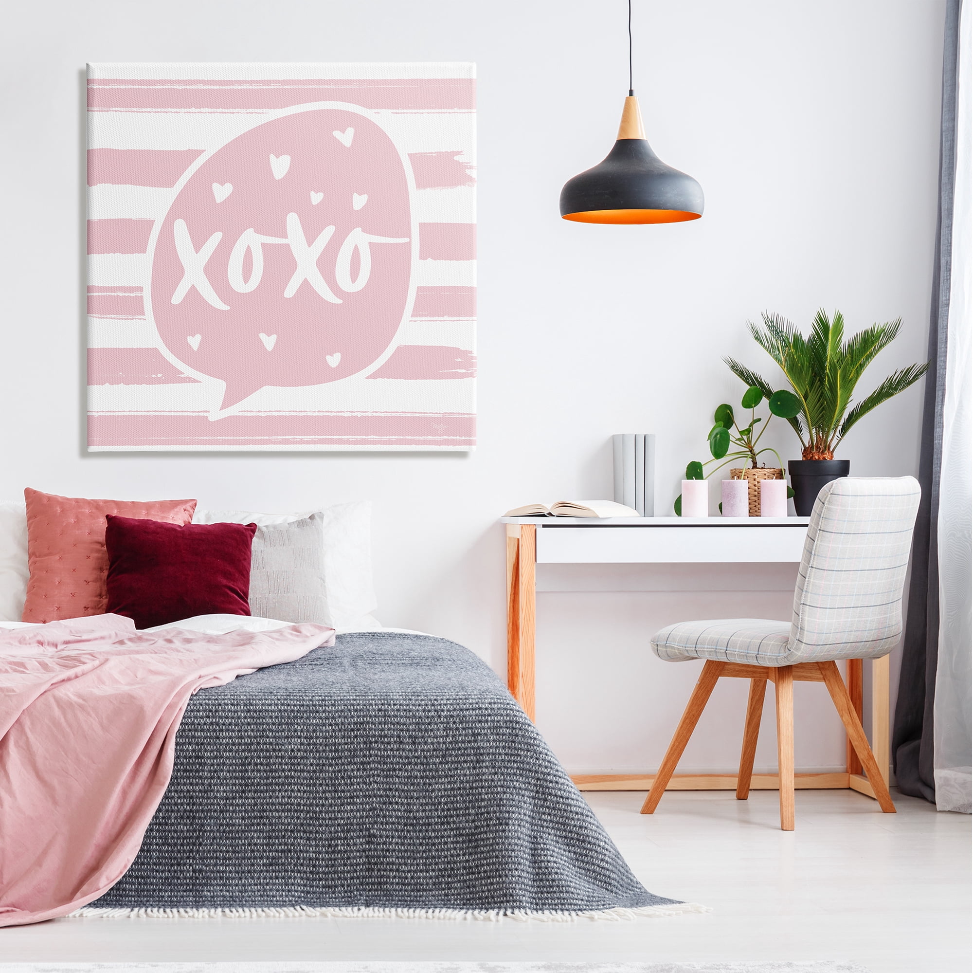 Stupell Industries Xoxo Speech Bubble Cute Striped Heart Pattern Graphic Art Gallery Wrapped Canvas Print Wall Art, Design by Mollie B.