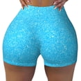 thumbnail image 2 of Fotbe Sky Blue Glitter Shorts Sin Costuras – Shorts Deportivos de Cintura Alta para Mujer, Elásticos para Gimnasio, Yoga, Running o Ciclismo-Large, 2 of 8