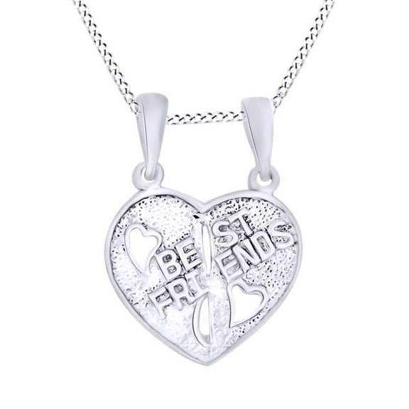 AFFY Best Friends Break Heart Pendant Necklace In 14k White Gold Over Sterling Silver