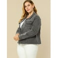 thumbnail image 4 of ChaqueDe MezclilDeshilachaCon Frente Lavado Clásico PaMujer De TalGrande Gris 2X, 4 of 6