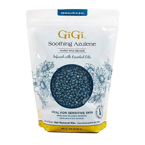 GiGi Hard Wax Beads, Soothing Azulene Hair Removal Wax for Sensitive