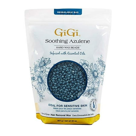 GiGi Hard Wax Beads, Soothing Azulene Hair Removal Wax for Sensitive Skin, 32