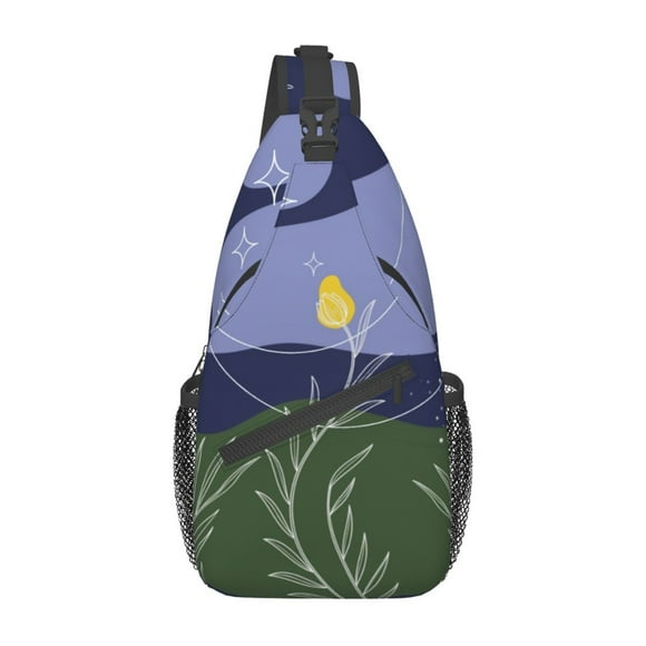 ZICANCN Crossbody Sling Bag for Men Women - Plants Moon Background Casual Shoulder Backpacks for Travel Sport Climbing Runners Daypack