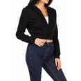 thumbnail image 2 of Women's Basic Casual Cotton Fleece Long Sleeves Solid Full-Zip Cropped Sweatshirt Hoodie, 2 of 4