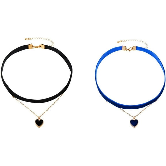 Heart Choker Necklace Adjustable Red Velvet Punk Jewelry