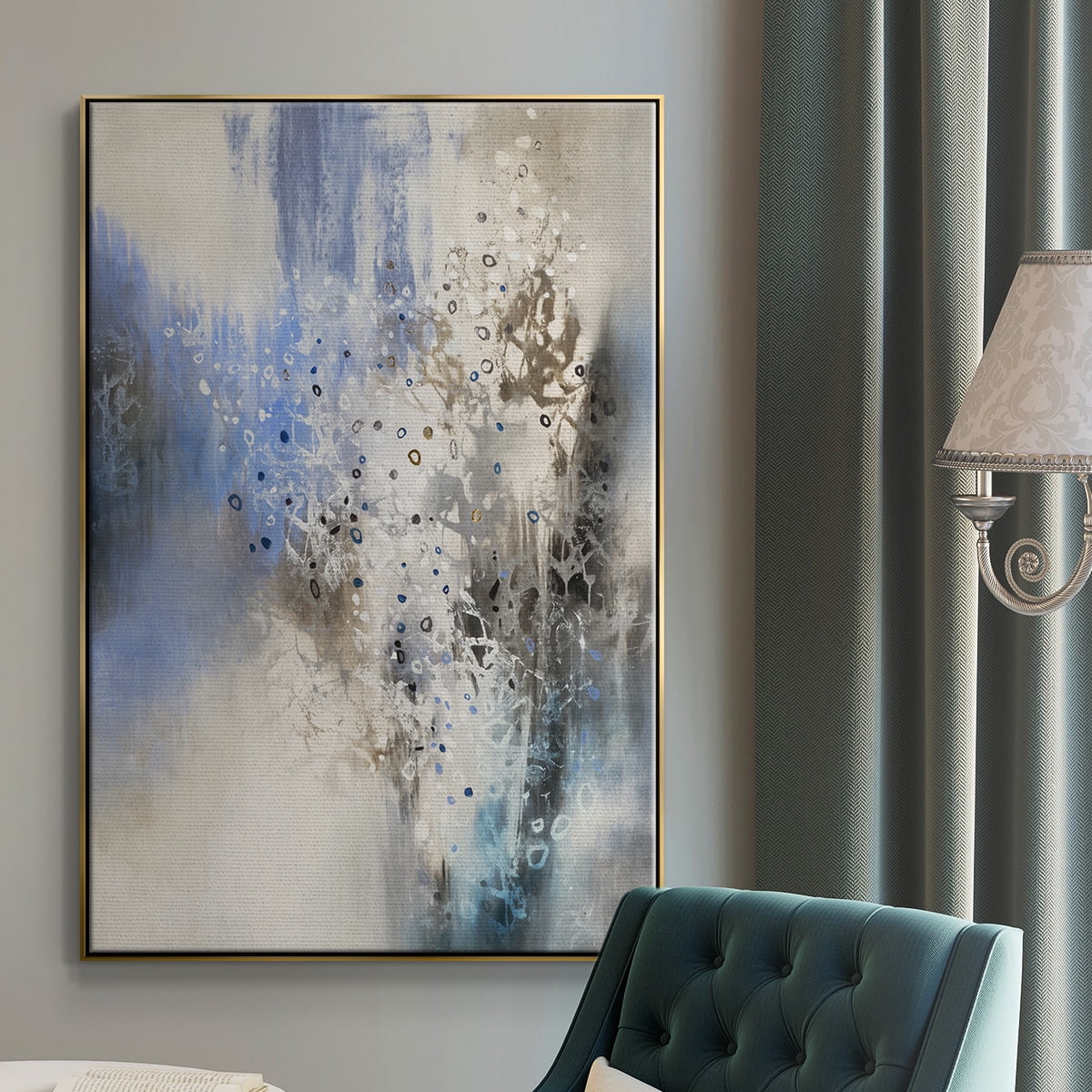 Glacier Stones Framed Premium Gallery Wrapped Canvas - Ready to Hang - 27 x 41 - Gold Floating Frame