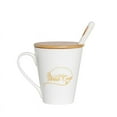 thumbnail image 5 of Pet Portrait White Porcelain Water Cup with Lid & Spoon - I Love Corgis, 5 of 7