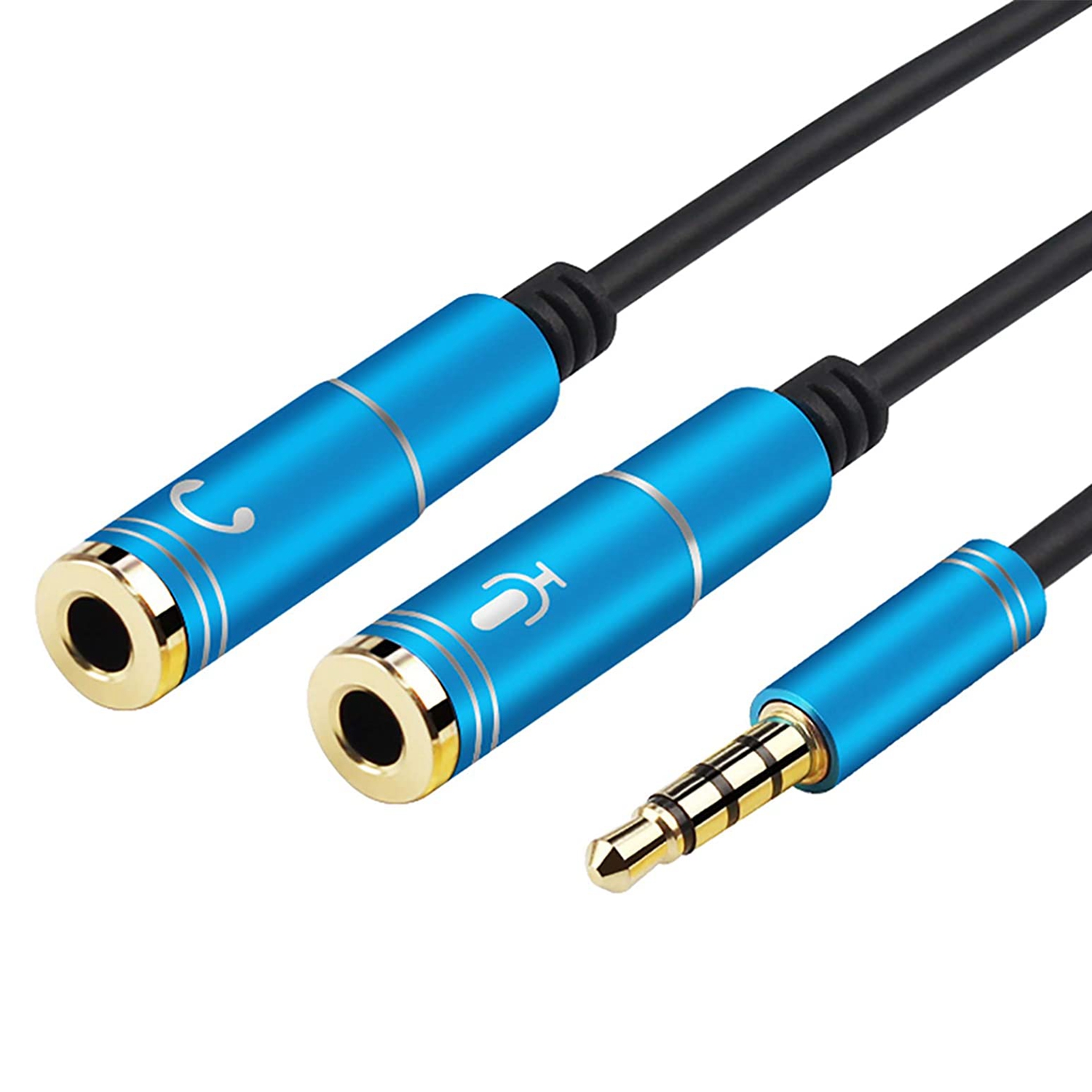 Headset Adapter Y Splitter 3.5mm Jack Cable with Separate Mic and Audio