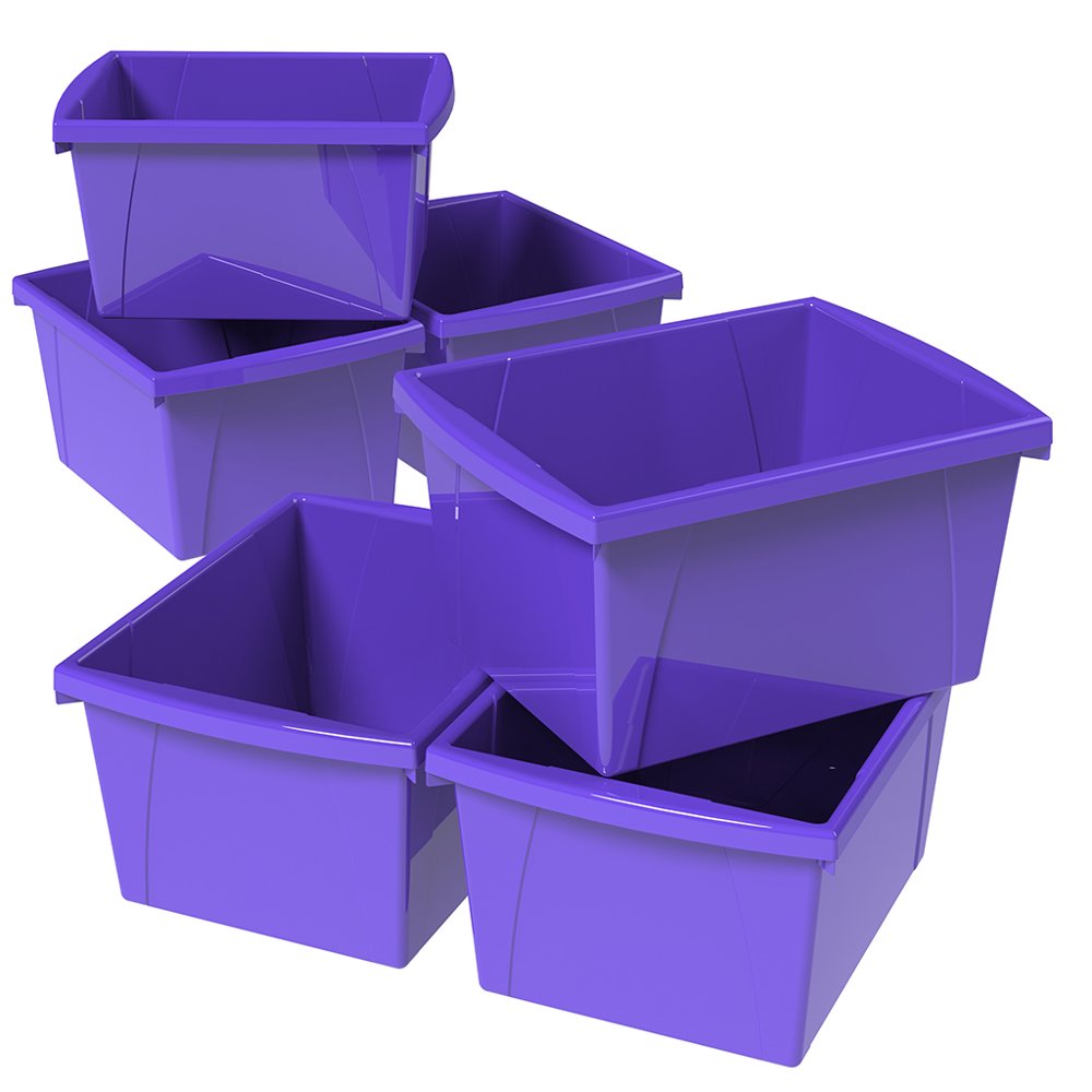 Storex 4 Gallon/15L Classroom Storage Bin,Purple (6 units/pack)