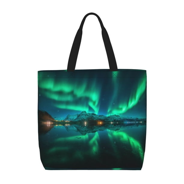 Balery Northern Lights Bolsa de Mano para Mujeres con Cremallera, Bolsa de Gimnasio con Compartimentos, Bolsa para Laptop, Bolsa para Trabajo