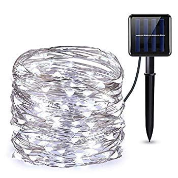 Solar String Lights 200LEDs 66Ft 8 Modes Flexible Waterproof Copper Wire Twinkle Fairy Outdoor Decorative Lighting, for Patio Path Lawn...