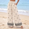 thumbnail image 5 of Tnhcen Women's Bohemian Print Drawstring Palazzo Pants, 100% Polyester Pre - Shrunk Bamboo Modal, Elastic Waist Beach Vacation Casual Wide Leg Trousers for Women S - 2XL, 5 of 9