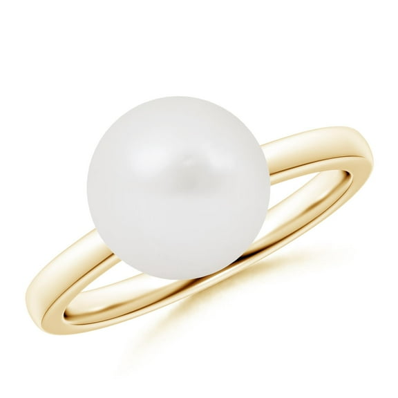 ANGARA Classic South Sea Cultured Pearl Solitaire Ring in 14K Yellow Gold for Women | June Birthstone, Birthday, Anniversary, Jewelry Gift for Women | Pearl Ring