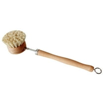 OUNONA Household Sisal Pot Brush Wood Long Handle Scrub Brush Kitchen for Dish Plate