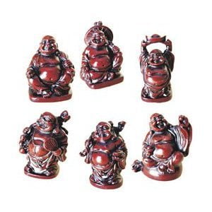 JapanBargain 3578 Chinese Laughing Lucky Buddha Statues, 6 Figurines Set
