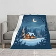 thumbnail image 2 of Cozy Cabin Winter Scene Flannel Blanket - Soft Warm and Durable for Sofa Travel Bed and Chair - Perfect for Cold Nights, 2 of 7