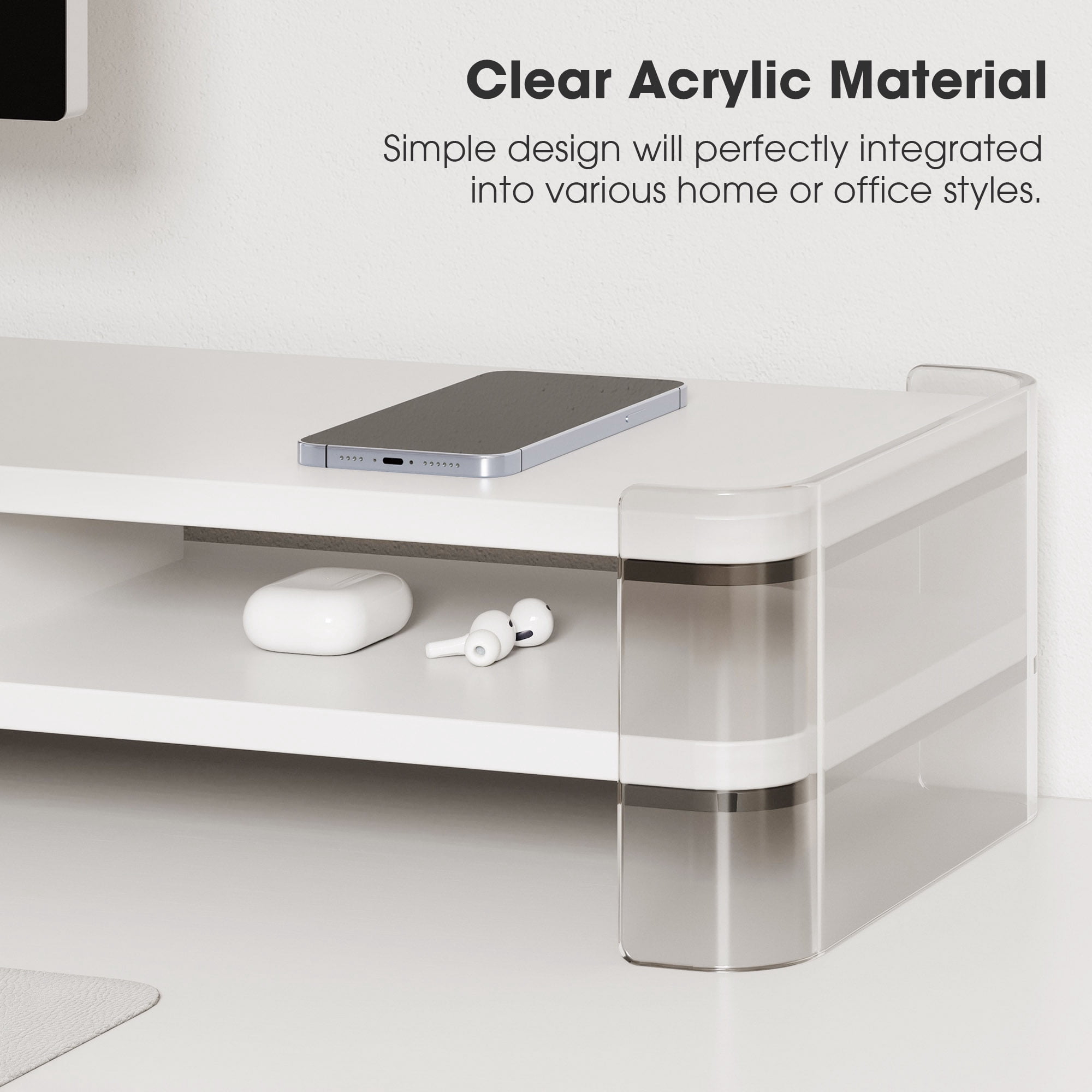 Fenge Acrylic Monitor Stand Riser, 43.1 inch Clear Dual Acrylic Computer Monitor Stand for 2 Monitors
