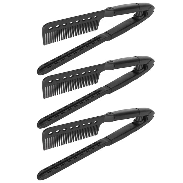 Hair Straightening Comb, Heat Resistant V Shaped Portable Styling Clamp Comb Rounded Teeth for Salon for Home