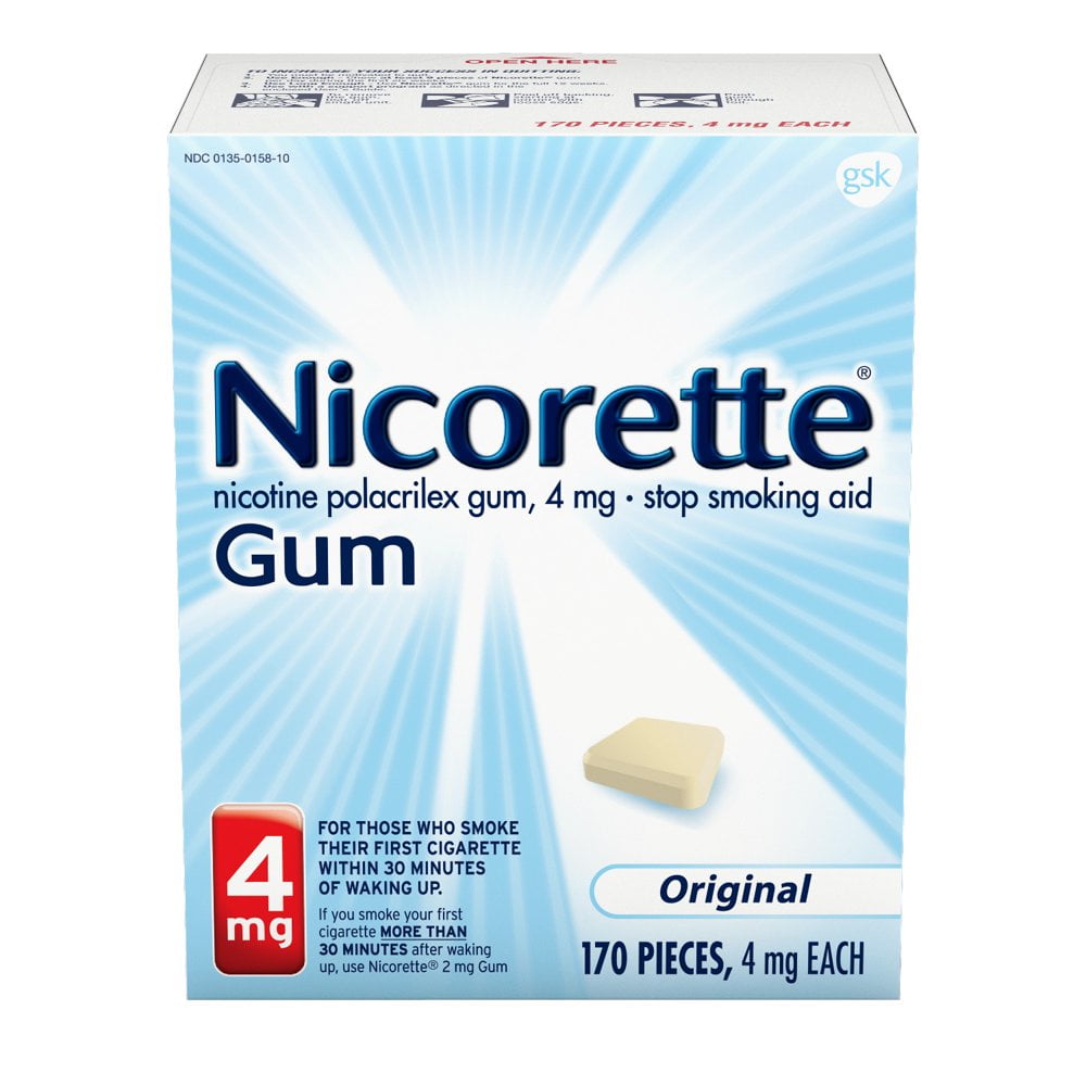Nicorette Nicotine Gum, 4mg, Original Unflavored 170 Count