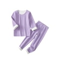 thumbnail image 2 of AUNVITO Fleece-Lined Thermal Pajama Set for Boys & Girls 2-13Y Long Sleeve Round Neck Winter Sleepwear Two-Piece Cotton Loungewear Cozy Outfit, 2 of 5