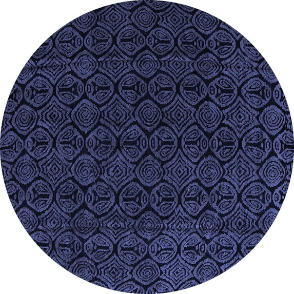 Ahgly Company Indoor Round Abstract Blue Modern Area Rugs, 4' Round