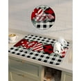 thumbnail image 4 of Valentines Dish Drying Mat for Kitchen Counter,Absorbent Quick Dry Coffee Bar Mat Pad Diatomaceous Sink Mat Non Slip Dish Drainer Mat 16x18 Eucalyptus Leaves Botanical Red Love Heart Black White Plaid, 4 of 6