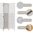 thumbnail image 5 of Folding Room Divider, 66.9 Inch 6 Panels Wood Carved Privacy Screens, Free Assembled Freestanding Portable Separation Wall for Home Office Restaurant Bedroom (White), 5 of 9