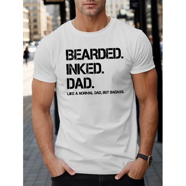 Camiseta con estampado de papá barbudo y tatuado, para hombre, informal, de manga corta, para verano, para adultos, hombres, mujeres, adolescentes, jóvenes y para el tiempo libre.