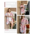 thumbnail image 2 of Avidlove Waffle Knit Robe for Women Soft Lightweight Tie Short Bathrobes 3/4 Sleeve Ladies Sleepwear, 2 of 8