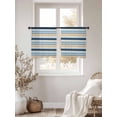 thumbnail image 3 of Blue Khaki Striped Sheer Curtains 45 Inch Length 2 Panels Set Window Treatments, Farmhouse Stripes Modern Abstract Art Rod Pocket Semi Curtains for Living Room/Bedroom/Kitchen Décor, 104"W x 45"L, 3 of 7