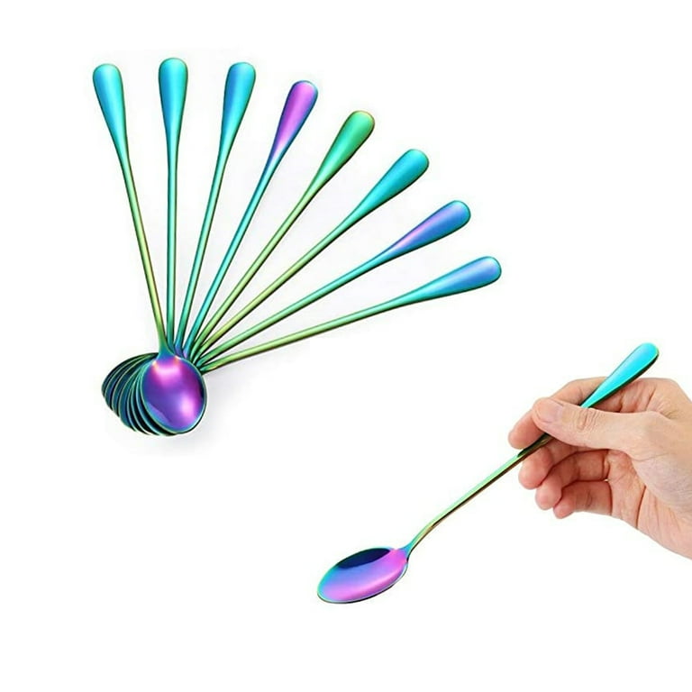 Marco Almond KYA55 8-Piece Rainbow Kitchen Silverware, 8in
