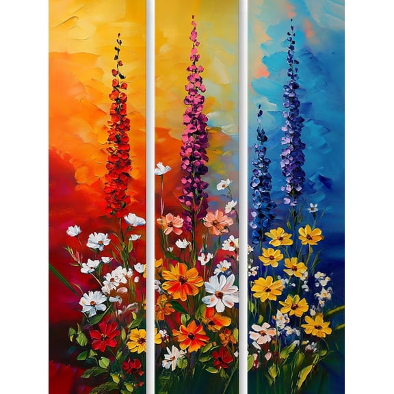 Colorful Wildflowers Oil Painting Decorative Painting/Canvas Art， Suitable for Decorating Living Room， Bedroom， Dining Room， Office， Kitchen， Hotel， Gallery， Hallway， Bar， Study， and Apartment.