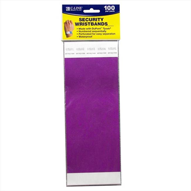 C-Line Products 89109BNDL2PK DuPont Tyvek Security Wristbands Purple 100-PK - Set of 2 PK