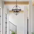 thumbnail image 4 of 6-Light Farmhouse Chandelier Matte Black Pendant Lighting for Kitchen Rustic Vintage Hanging Light Fixture for Dining Room, Living Room, Hallway, Bedroom, Entryway, 4 of 7