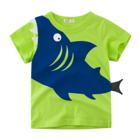 

ZHUASHUM Toddler Kids Baby Boys Girls Shark Short Sleeve Crewneck T Shirts Tops Tee Clothes For Children