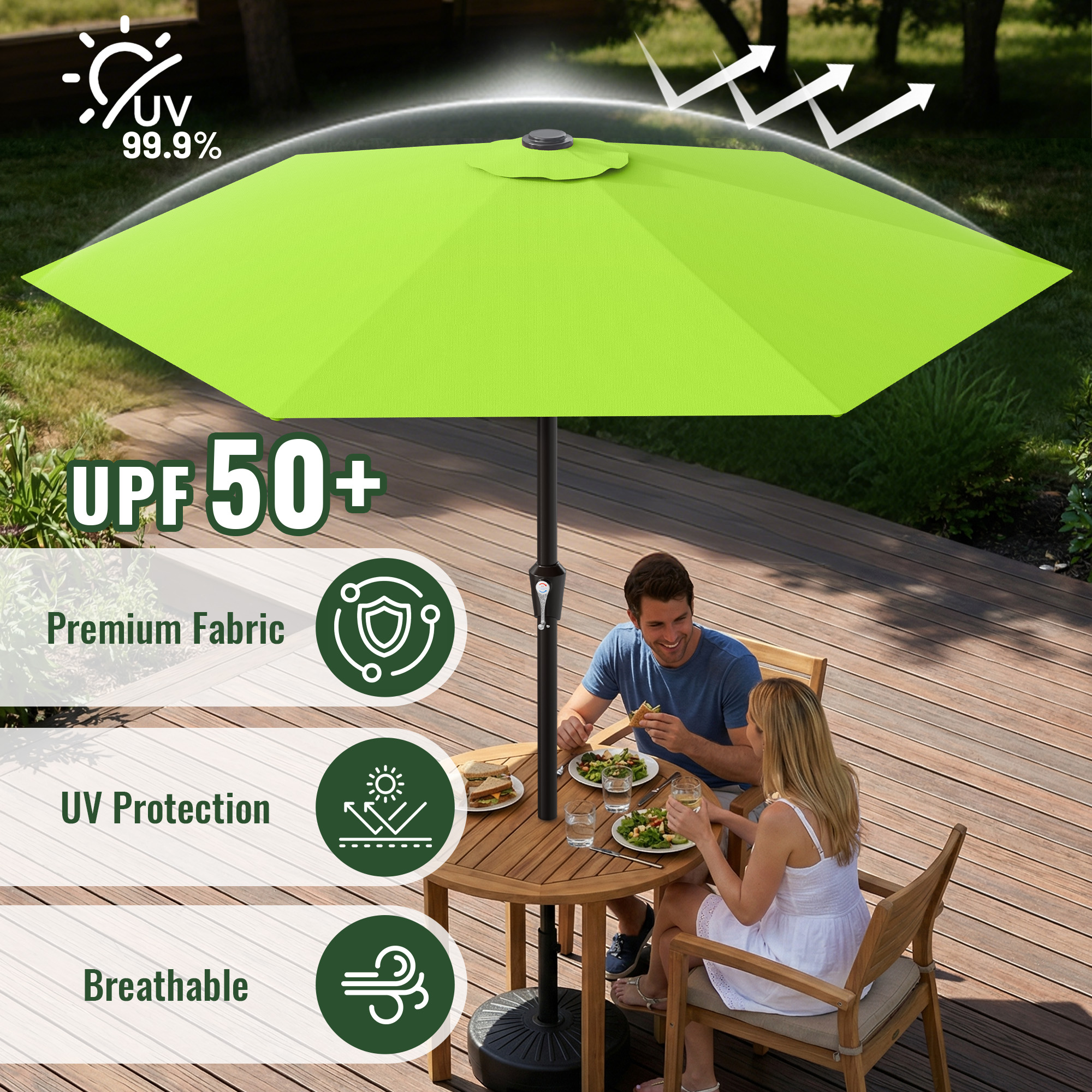 Easthome 9 Ft Patio Umbrella With Crank, Apple Green photo 3