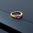 thumbnail image 3 of Gem Stone King 0.81 Ct Round Purple Amethyst 18K Yellow Gold Plated Silver Ring (Size 5), 3 of 4