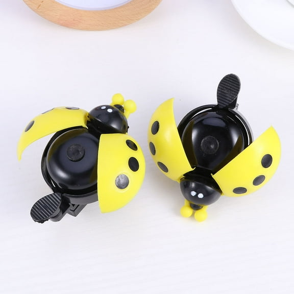 GOOHOCHY 2pcs Cute Yellow Ladybug Bike Bells for Kids, Plastic and Aluminum Alloy, Easy to Install on Bikes
