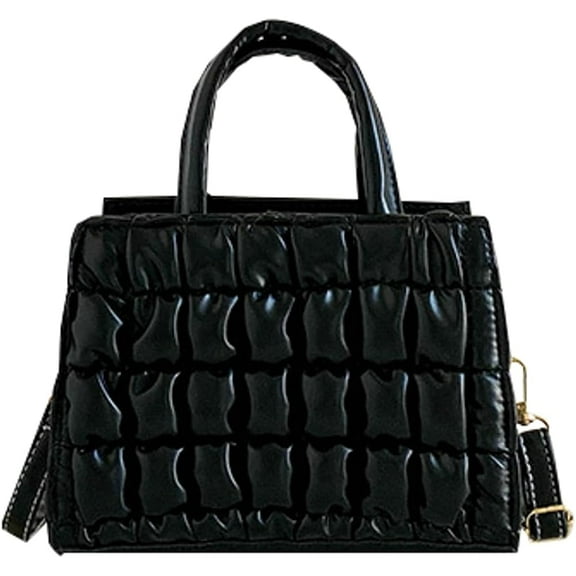 Kukuzhu Hobo Bags for Women Leather Puffer Down Shouder Bag Small Padding Top Handle Tote Bag