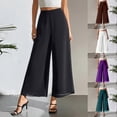 thumbnail image 2 of Women's Wide Leg Chiffon Palazzo Pants, Elegant Flowy High Waisted Loose Business Casual Trousers with Pockets, 2 of 5