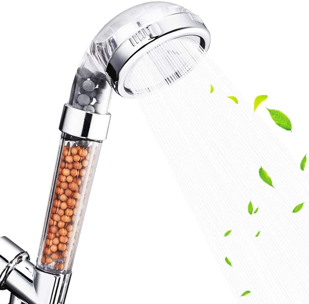 Bath Shower Head High Pressure Boosting Water Saving Filter Balls Bead Natural H 