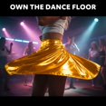 thumbnail image 5 of ZToonmas Women's Metallic Flared Mini Skirt High Waist Shiny Skater Skirt Solid Color Party and Dance Skirt, 5 of 9