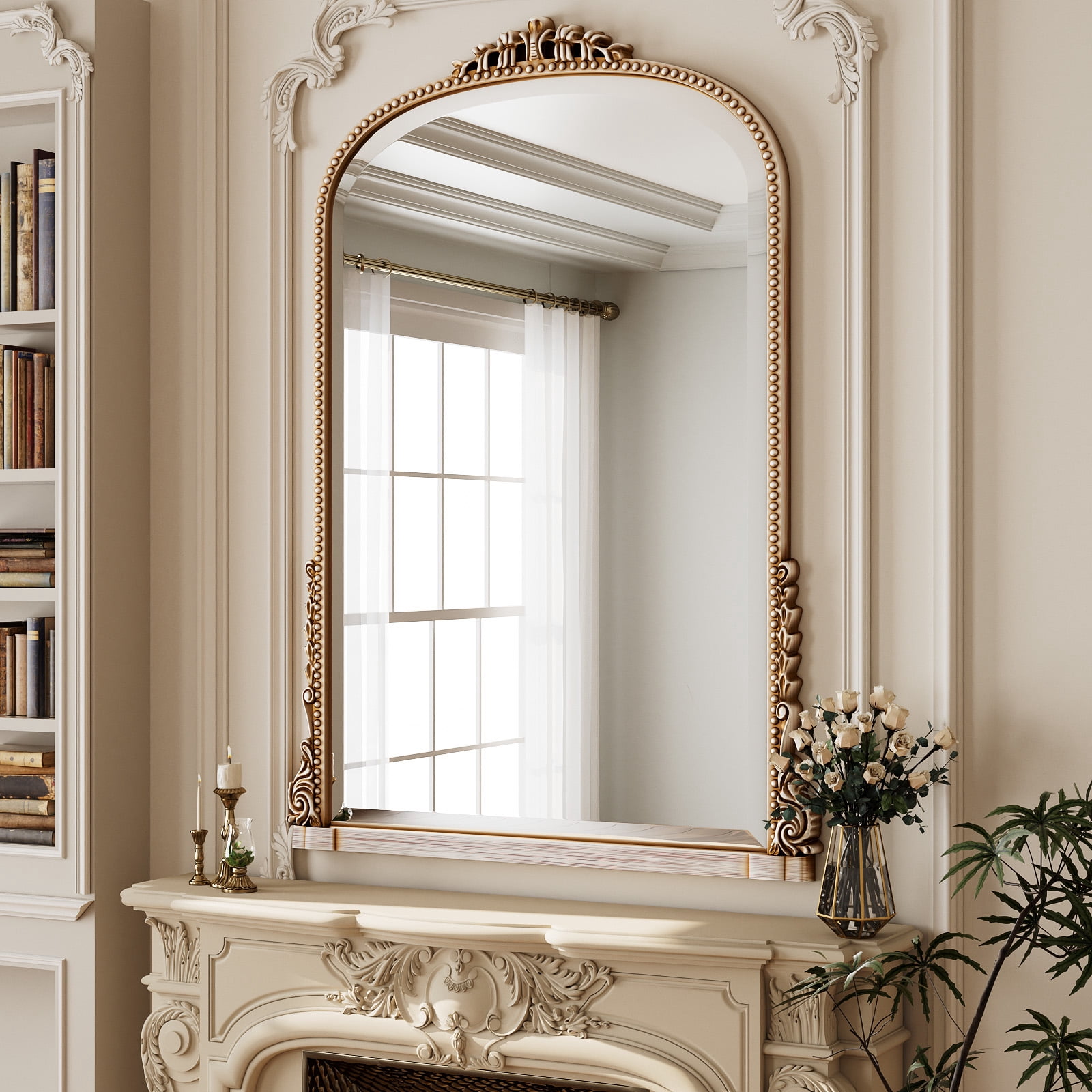 Mirstory 24"x32" Arched Bathroom Vintage Wall Mounted Mirror Antique Decor Mirror, Silver