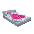 thumbnail image 2 of Ambesonne Nature Fitted Sheet & Pillow Sham Set, Graphic Roses and Lilies, Full, Fuchsia Blue, 2 of 2