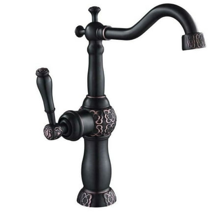 SimplyCopper 13" Clayborne Oil Rubbed Bronze Bathroom Faucet with Copper Design - 13' X 11" X 7"