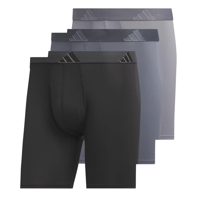 Calzoncillo bóxer adidas para hombre, paquete de 3 unidades, microfibra, negro, gris ónix