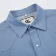 thumbnail image 3 of Coevals Club Men's Denim Button Up Western Cowboy Pearl Snap Long Sleeve Shirt Classic Casual Workwear 02 Dusk Blue Large, 3 of 7